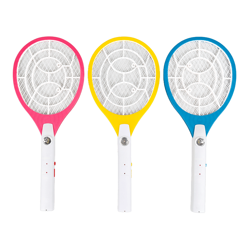 LED 3-Warna FF-678 dengan Bateri Asid Plumbum Palam 400mAh Pemukul Nyamuk Elektrik